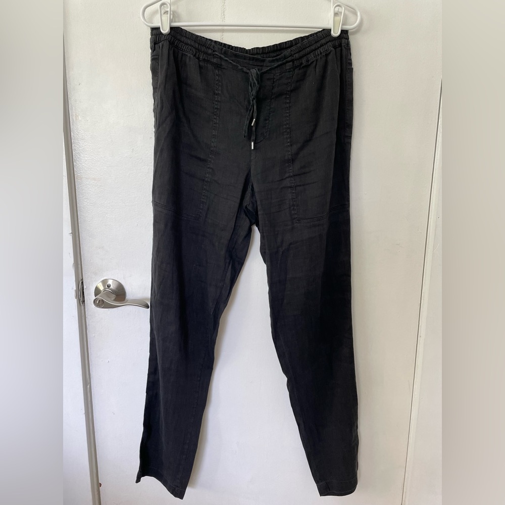 Vince black linen drawstring pants